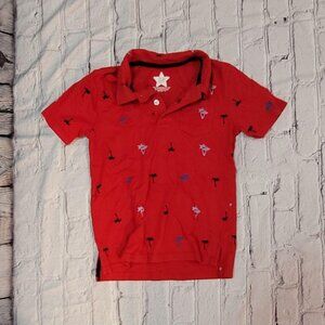365 Kids Boys Size 7 Red Polo with Palm Trees